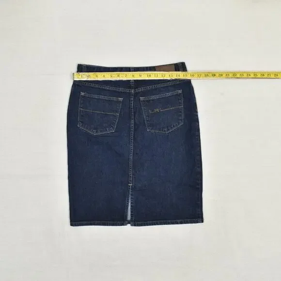 Lauren Ralph Lauren Women Straight Denim Skirt Cotton Blue Size 6 Knee Length - Picture 4 of 8